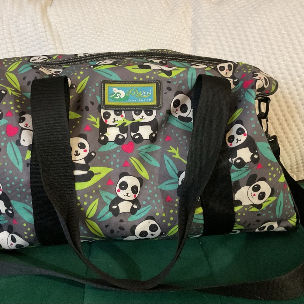 Lily Zen Panda Print Duffel Bag